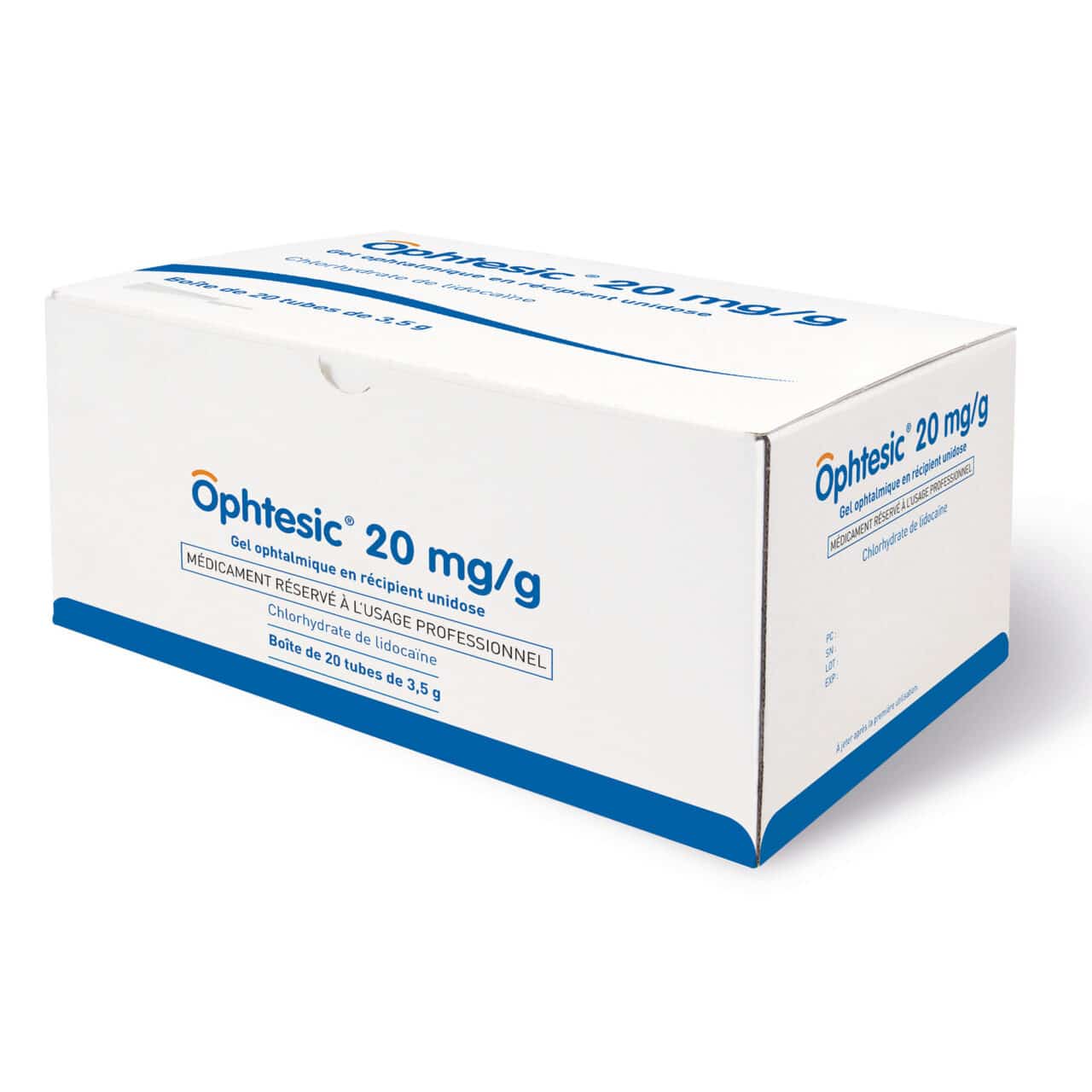 Conditionnement d'Ophtesic 20 mg/g, gel ophtalmique de lidocaïne en récipient unidose